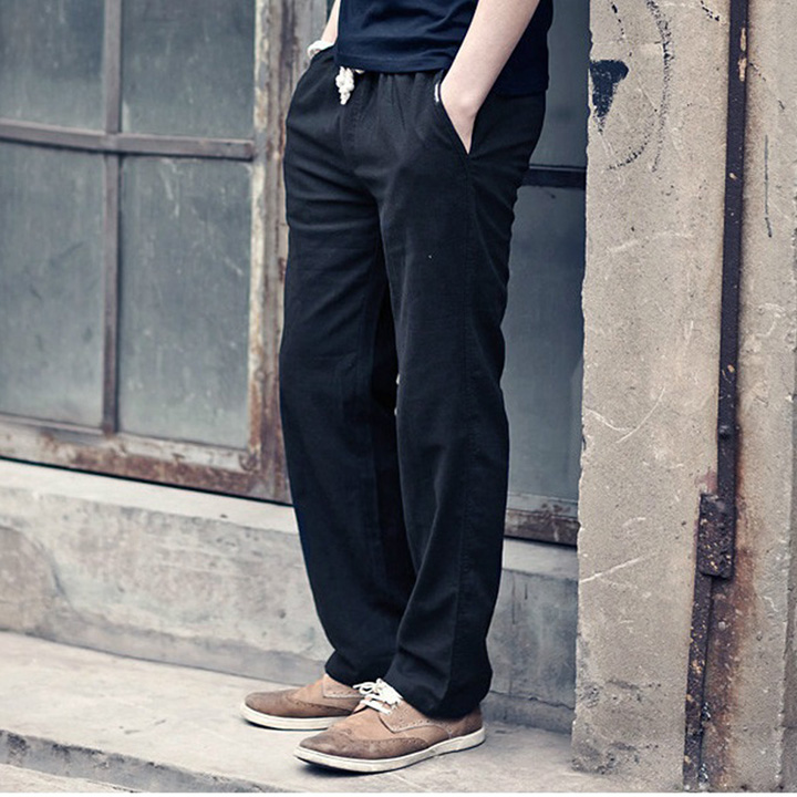 Quần ĐŨI Nam màu đen, dáng suông, cạp chun, vải ĐŨI đẹp