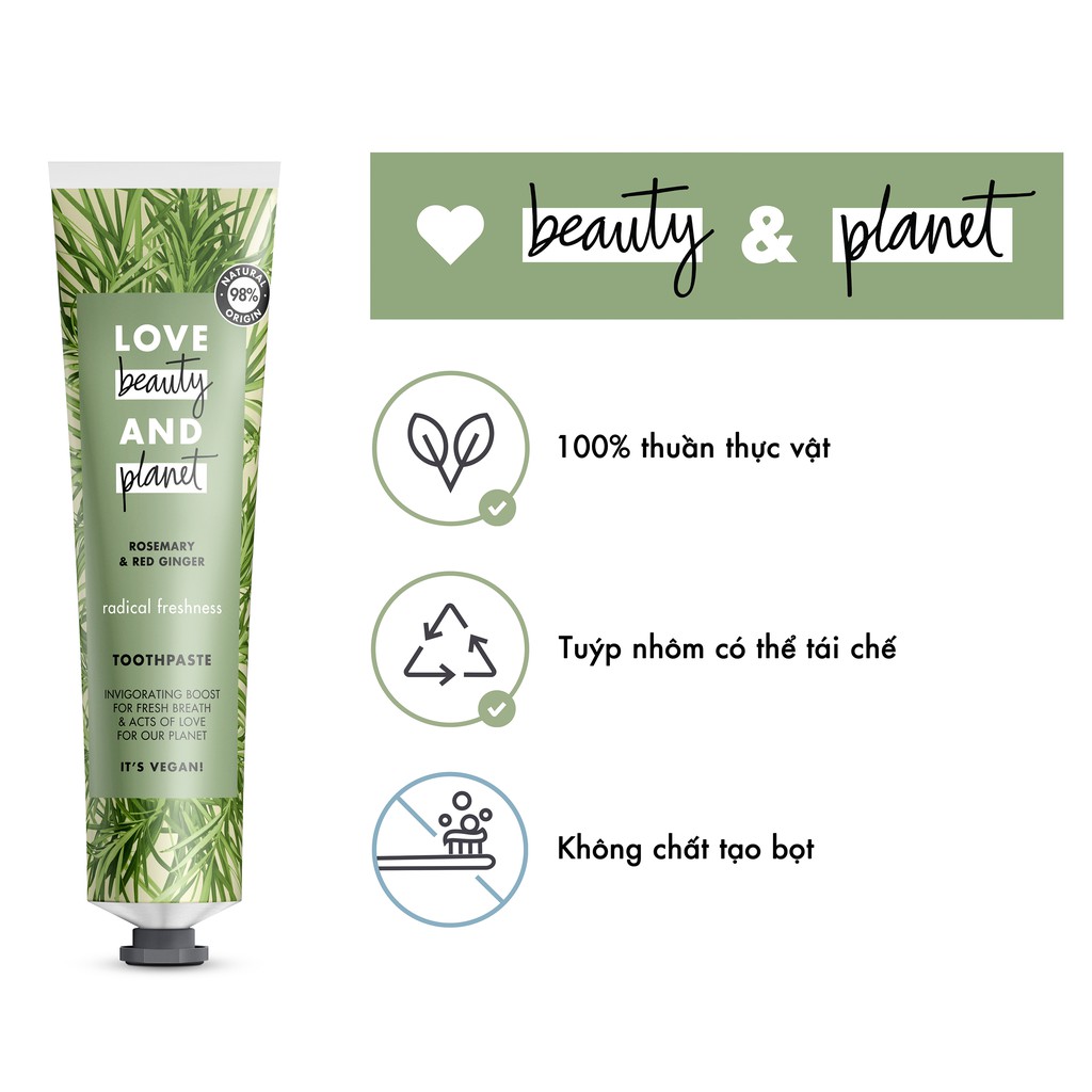 [HCM]Kem Đánh Răng Love Beauty And Planet Thơm Mát Sảng Khoái 99g