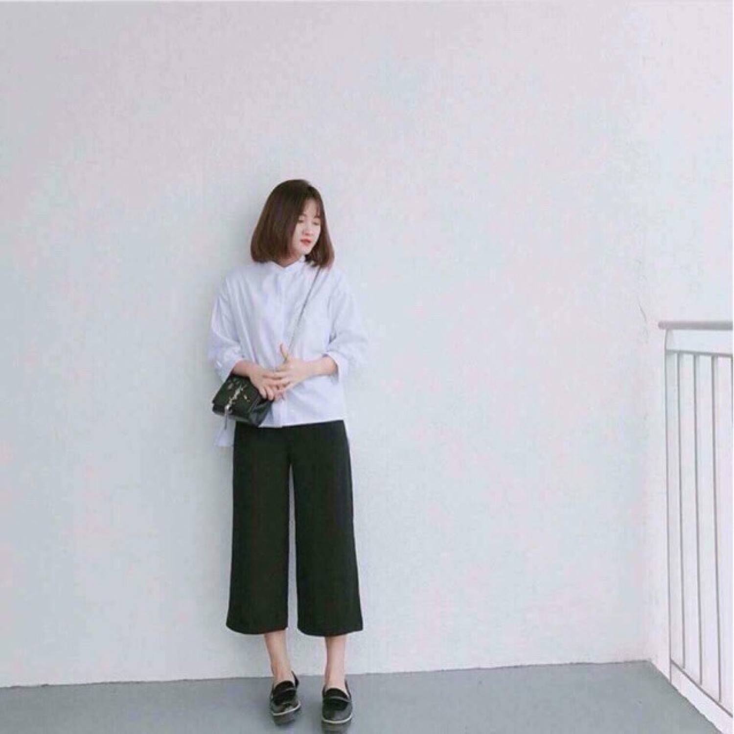 Quần ống rộng lửng chất đũi lưng thun