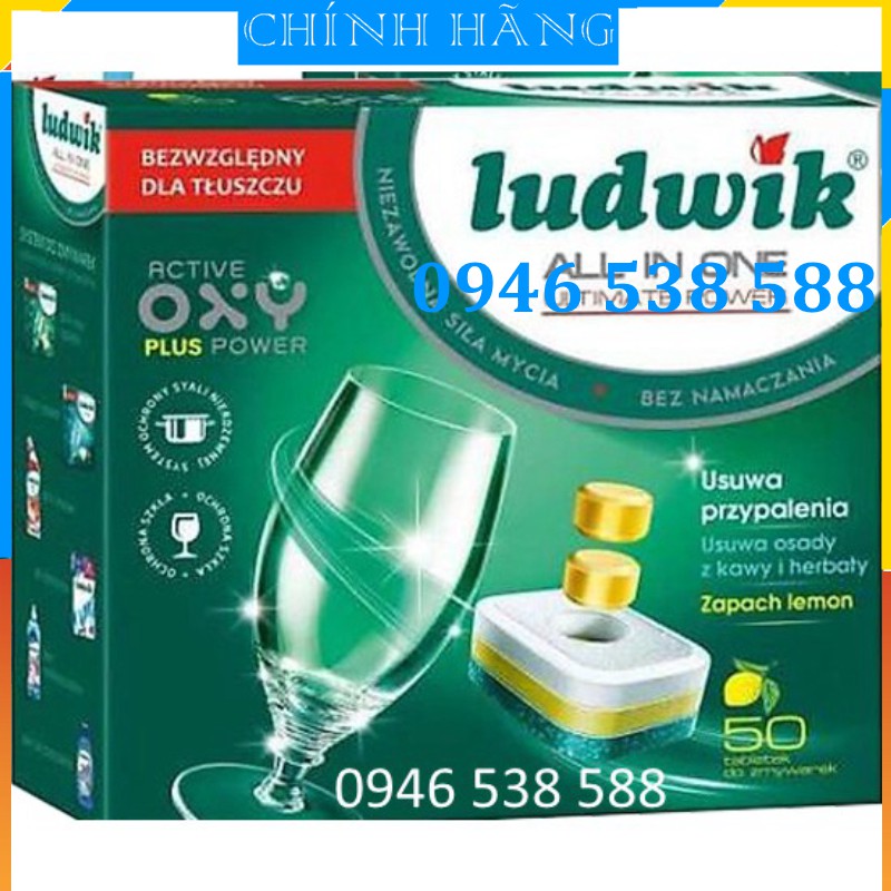 Viên rửa bát Ludwik 50 viên chế phẩm làm sạch dùng cho máy rửa bát hoặc 30 viên ludwik all in one