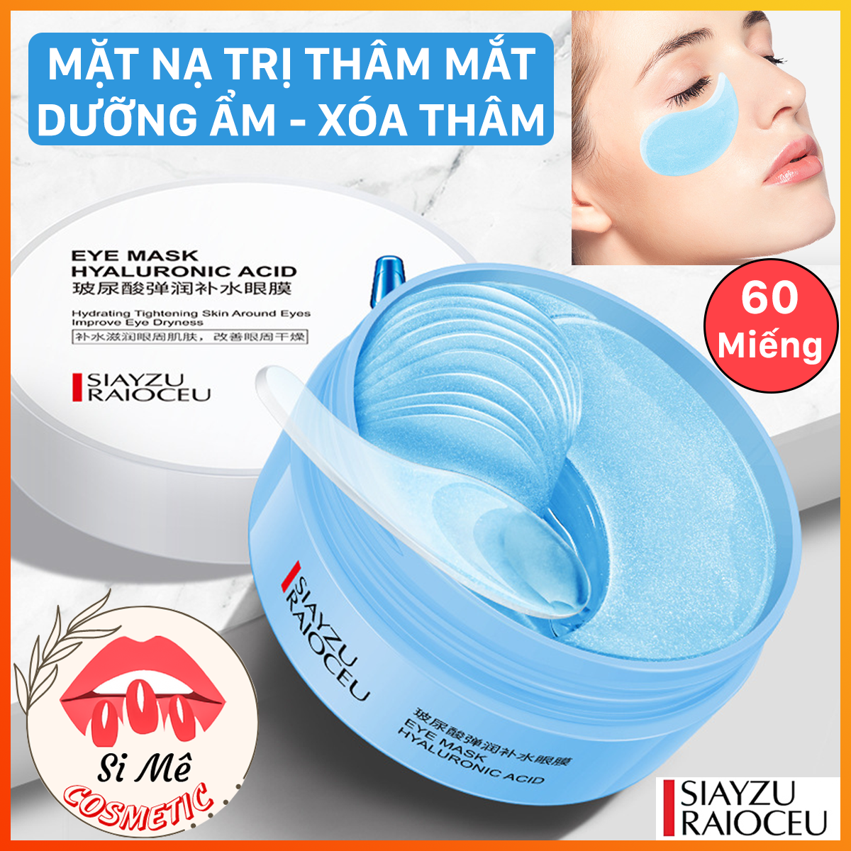 Hộp 60 Miếng Mặt Nạ Mắt Hyaluronic Acid Siayzu Eye Mask – Xóa Thâm Mắt, Giảm Bọng Mắt, Dưỡng Ẩm, Chống Lão Hóa Da, Phù Hợp Cho Người Thức Khuya