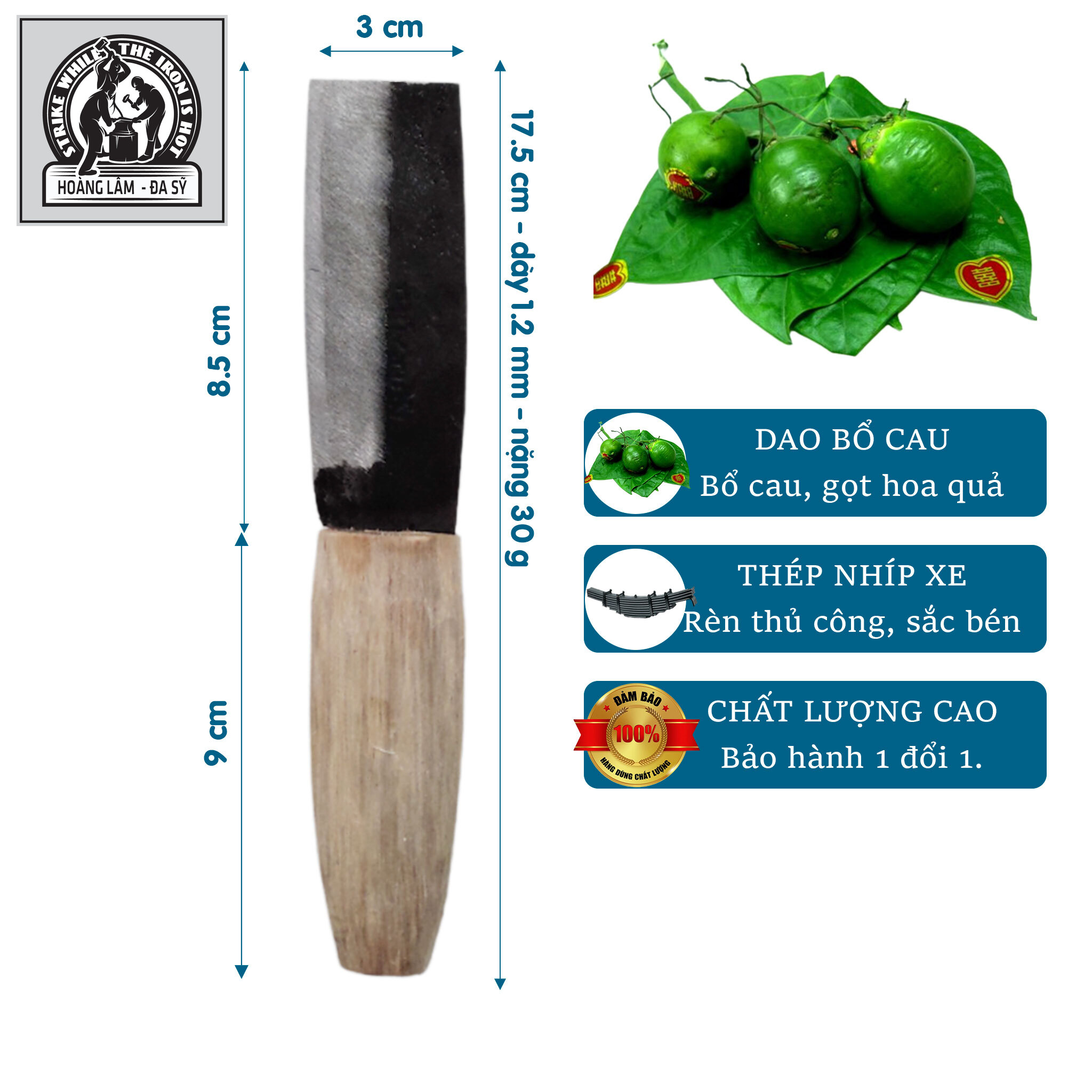 Dao bổ cau, dao gọt hoa quả, dao nhặt rau, dao thái vặt - dao kéo hoàng lâm đa sỹ - hl26