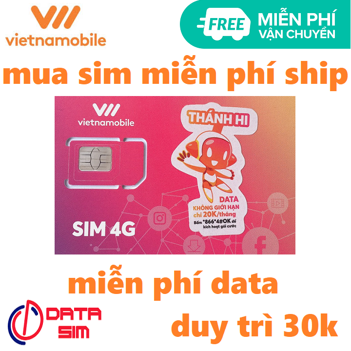 FREESHIP - CHƯA KÍCH HOẠT. SIM 4G VIETNAMOBILE SIÊU THÁNH HI DATA KHÔNG GIỚI HẠN CHỈ 30K MỖI THÁNG MIỄN PHÍ VẬN CHUYỂN