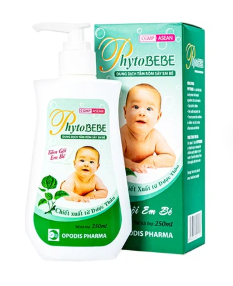 Dung dịch tắm gội rôm sảy em bé phytobebe chai 250ml