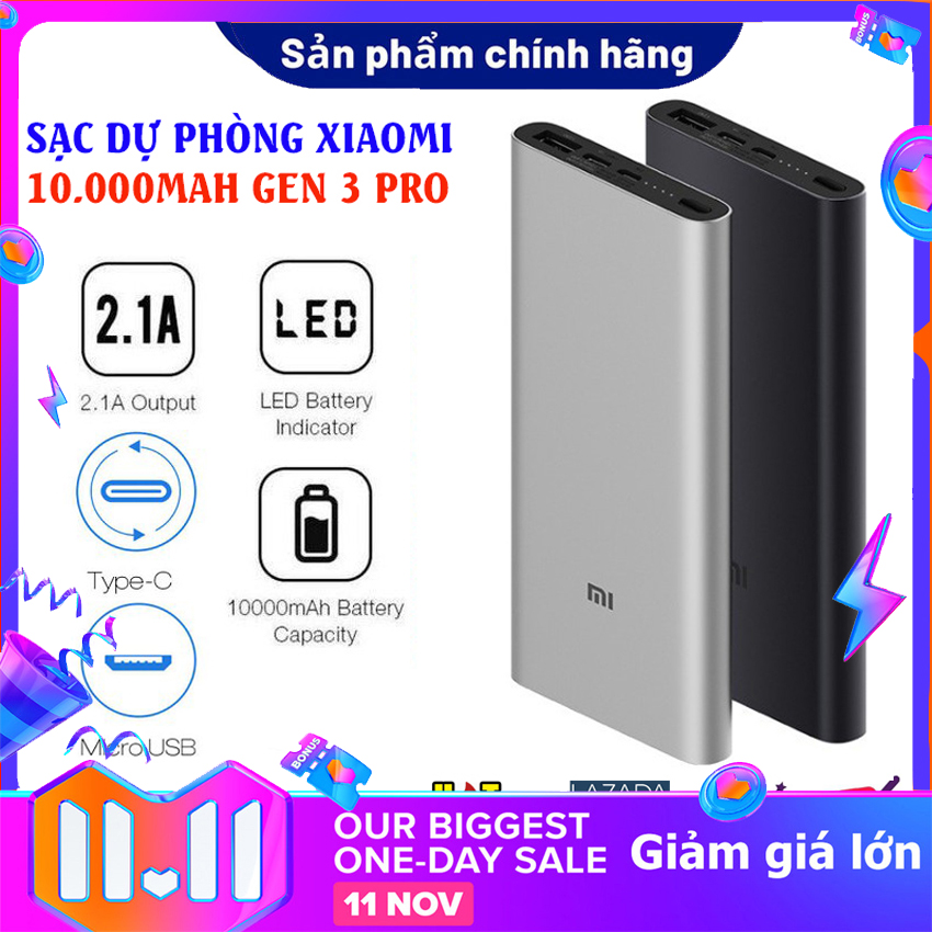Sạc dự phòng Xiaomi 10000mAh Gen 3 Bản Sạc Nhanh 2020 – Xiaomi Mi 18W Fast Charge Power Bank - Hàng Chính Hãng - Bảo Hành 1 Đổi 1 Trong Thời Gian 06 Tháng