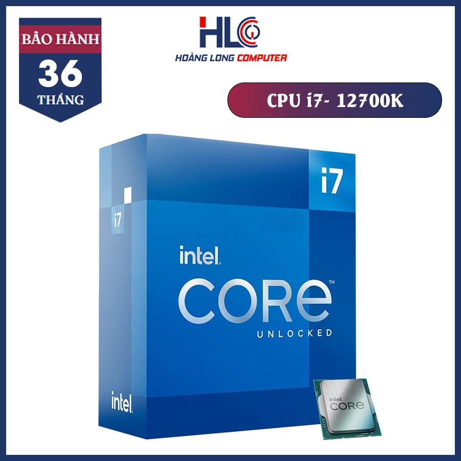 Cpu intel core i7 12700k - 3.6ghz up to 5.00 ghz, 12 nhân 20 luồng, 25 mb cache, socket 1700 - bộ vi xử lý máy tính intel core i7 thế hệ 12, i7 12700k full box - bảo hành 36 tháng 1 đổi 1 - hoàng long computer