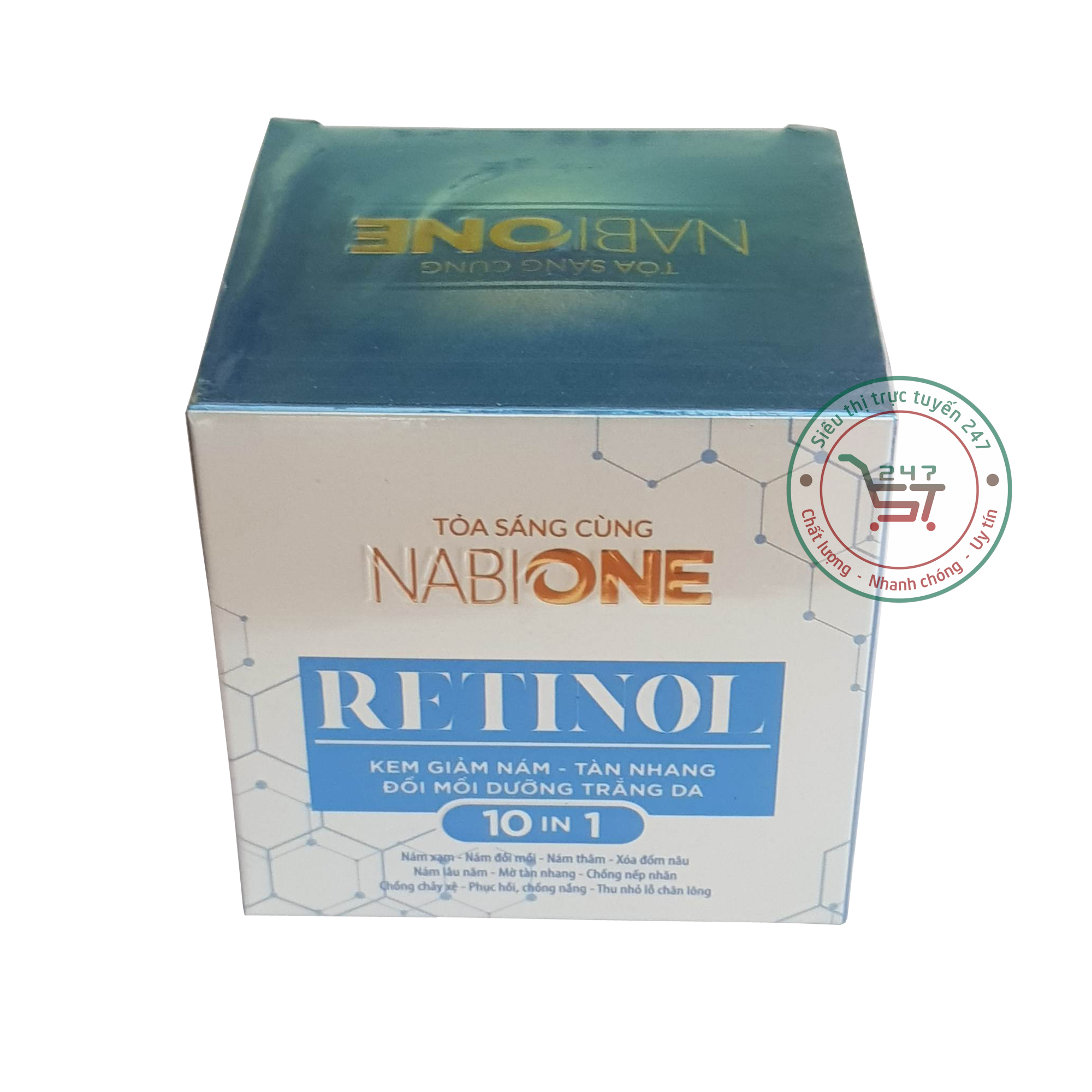 Kem Nám Tàn nhang Dưỡng trắng da mờ Nhăn Đồi mồi chống Lão hóa Dâu Tây Sữa Ong Chúa NabiOne 10in1 30g (Bạc-xd)