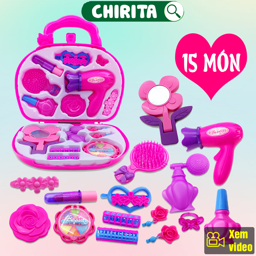 Bộ Đồ Chơi Trang Điểm 15 Món Cho Bé - Vali Đồ Chơi Trang điểm - Chirita TWTĐ123