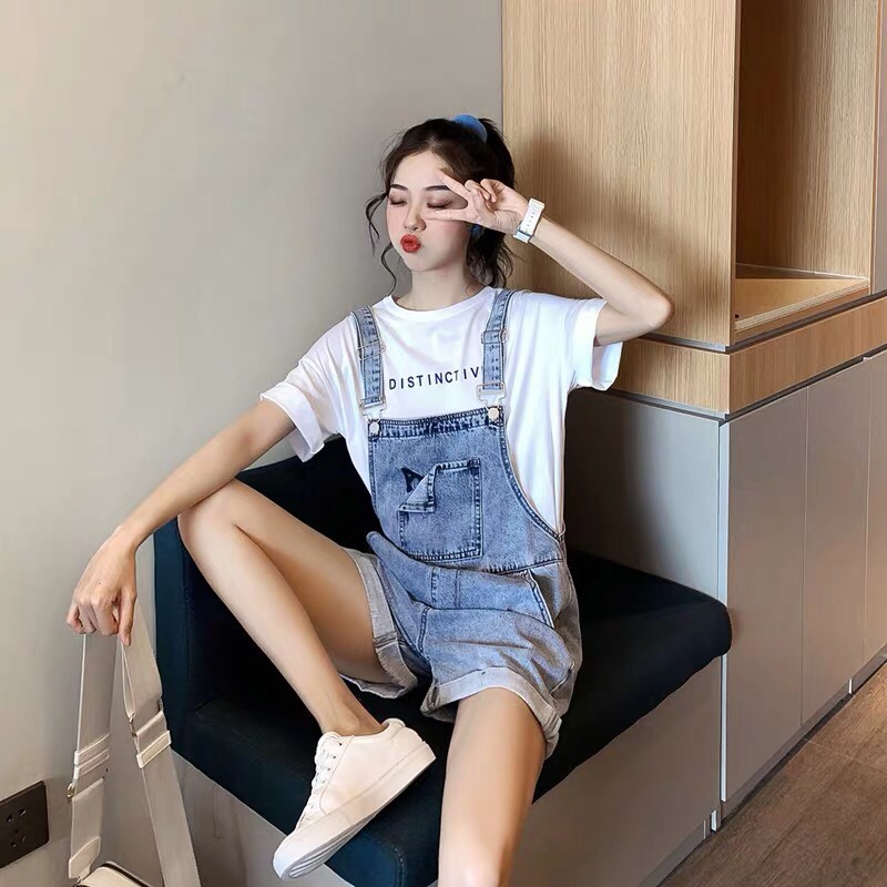 Yếm jean nữ quần ngắn cao cấp - Yếm jean nữ phối túi 2 bên phong cách xịn xò -Chất liệu vải denim cực dày dặn, bền màu , không bị xù lông,không bay màu, dễ phối đồ ( full tem mác) HOANGKIMFASHION HTB019