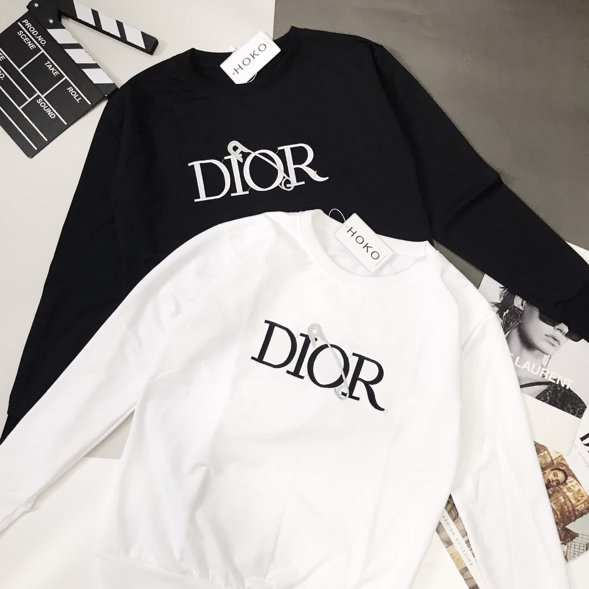 Áo nỉ nam dài tay in chữ Dior kiểu dáng thể thao năng động