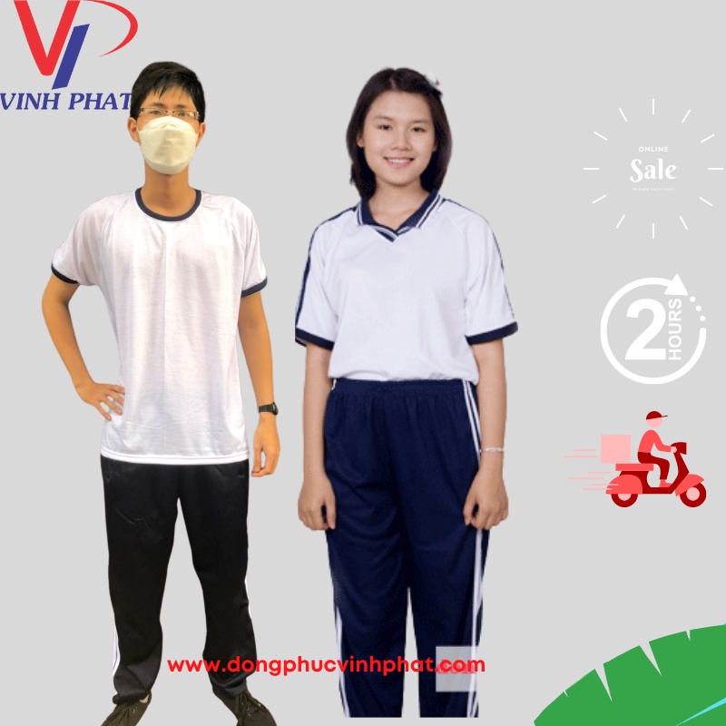 Áo thun thể dục cổ bẻ và cổ tròn, đồng phục thể thao cho học sinh nam nữ các cấp 1 2 3