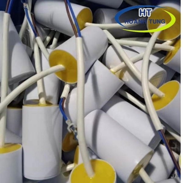 Tụ điện CBB60 vỏ nhựa, tụ ngậm có dây điện áp 450VAC dùng trong máy giặt, quạt máy, động cơ điện một pha