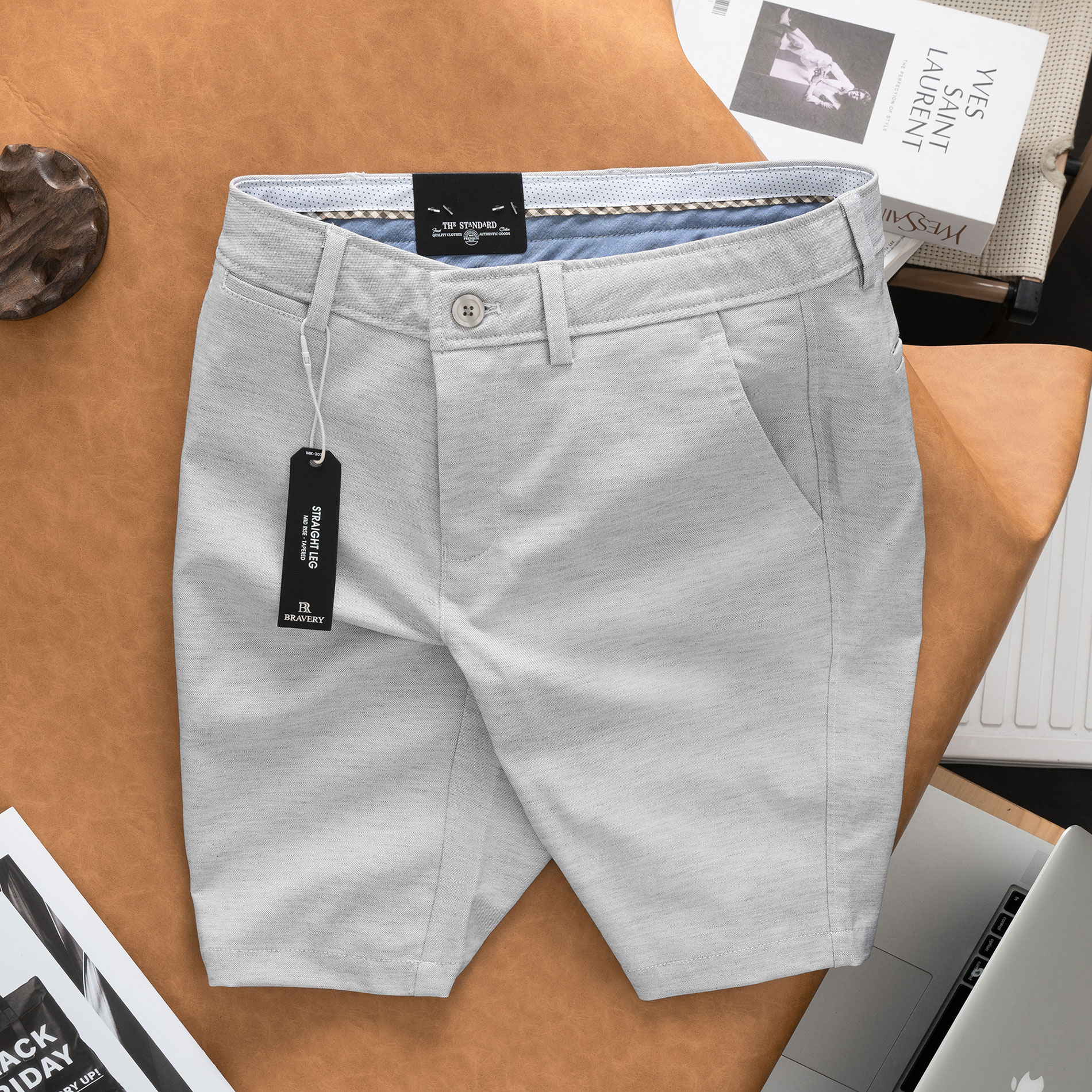 Quần short nam, Quần short MORA, vải viscose co giãn tốt, dày dặn, mềm mịn thoáng mát, không nhăn - Bravery