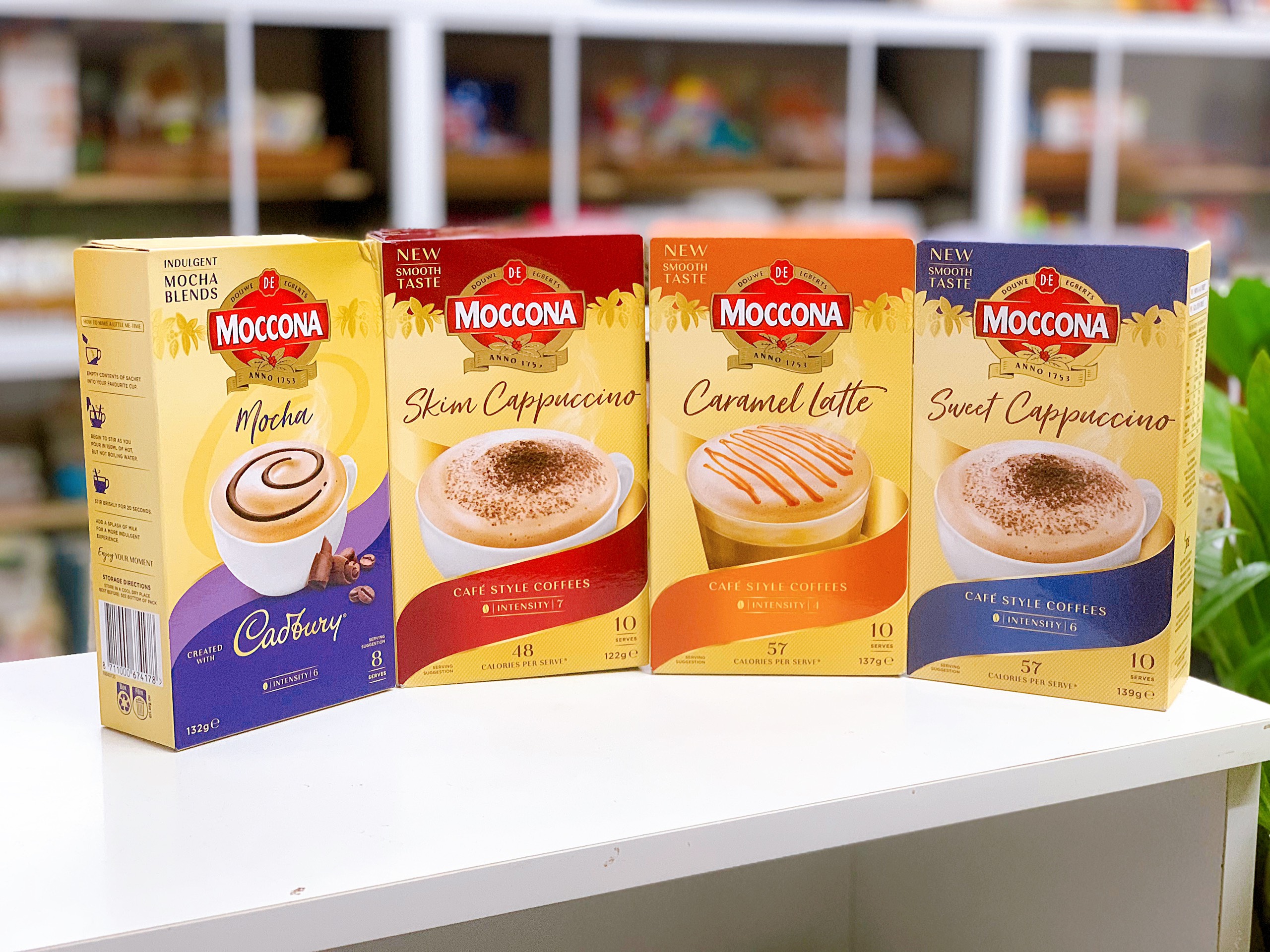 Cà phê hoà tan ít đường, ko gluten moccona 98%less sugar, gluten free