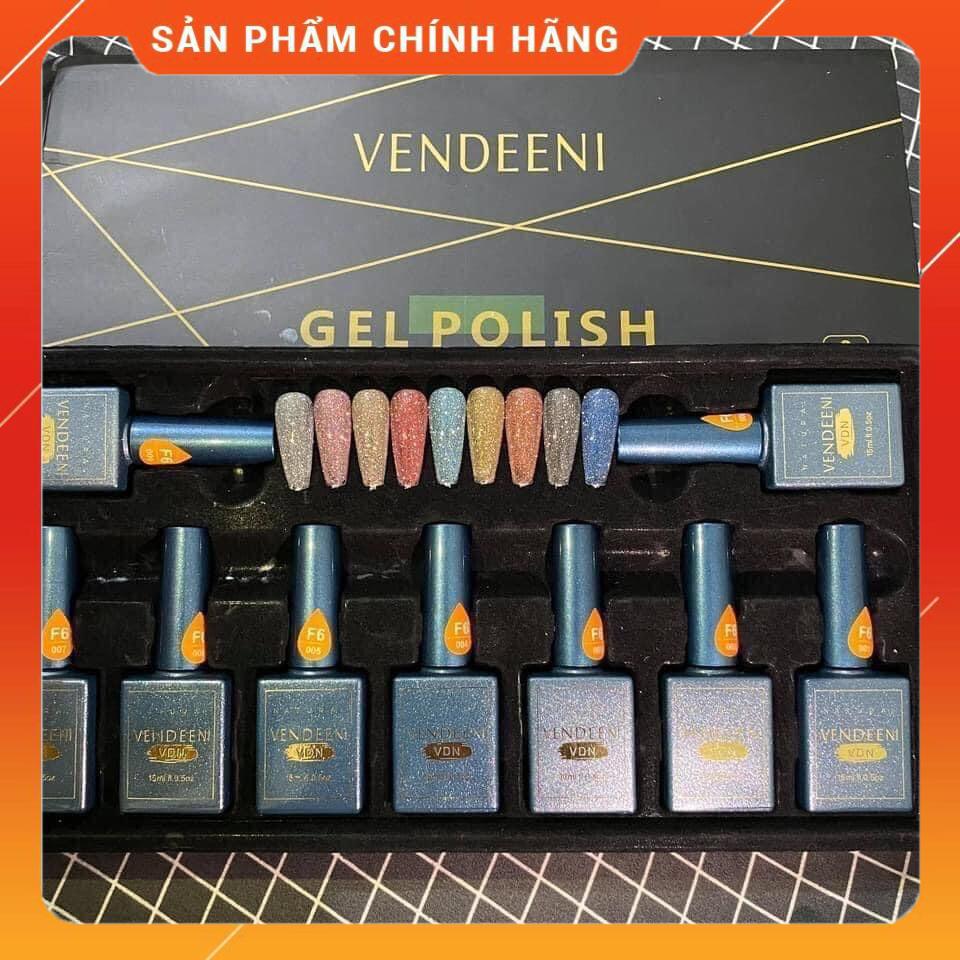 Set sơn gel nhũ Flash 9 màu Vendeeni, Tặng kèm bảng và móng như hình - Mini Nails