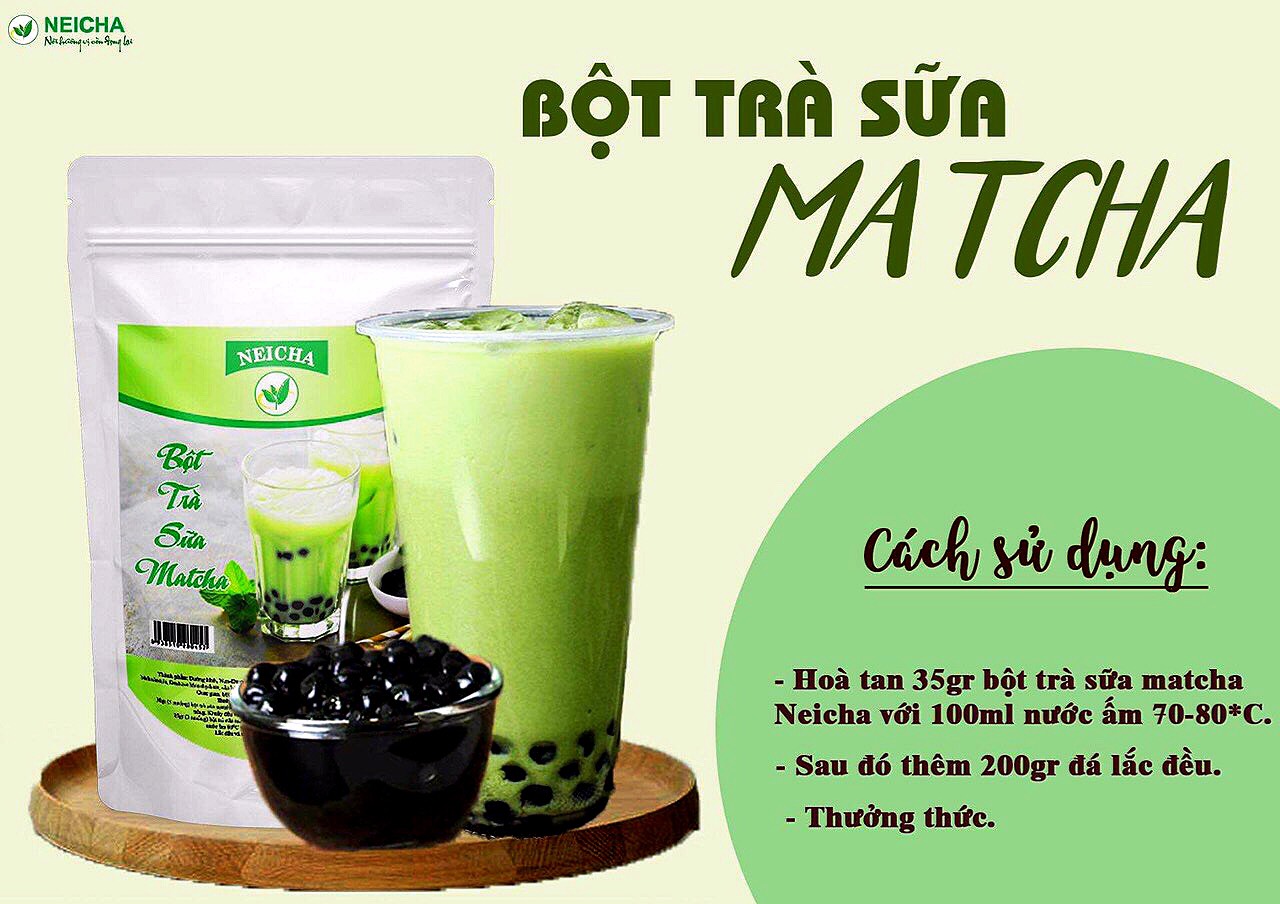 Bột Trà Sữa Neicha Vị Matcha. Pha sẵn nhanh chóng, thơm ngon đúng vị.