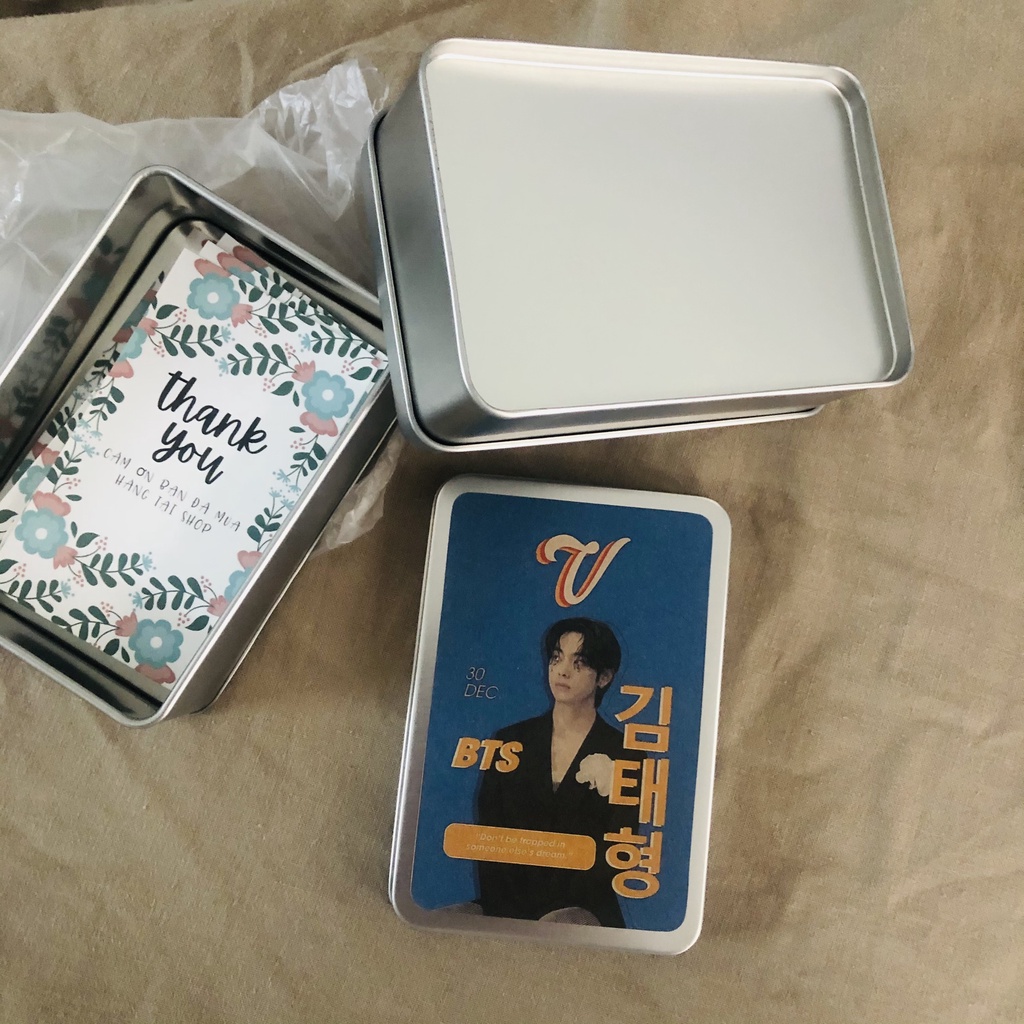 Set 7-99 card BTS combo gift và Hộp KIM LOẠI 7.5x11x4cm đựng được 100 card BTS Vintage Kpop All Stars sang xịn mịn KAS - KPOP ALL STARS
