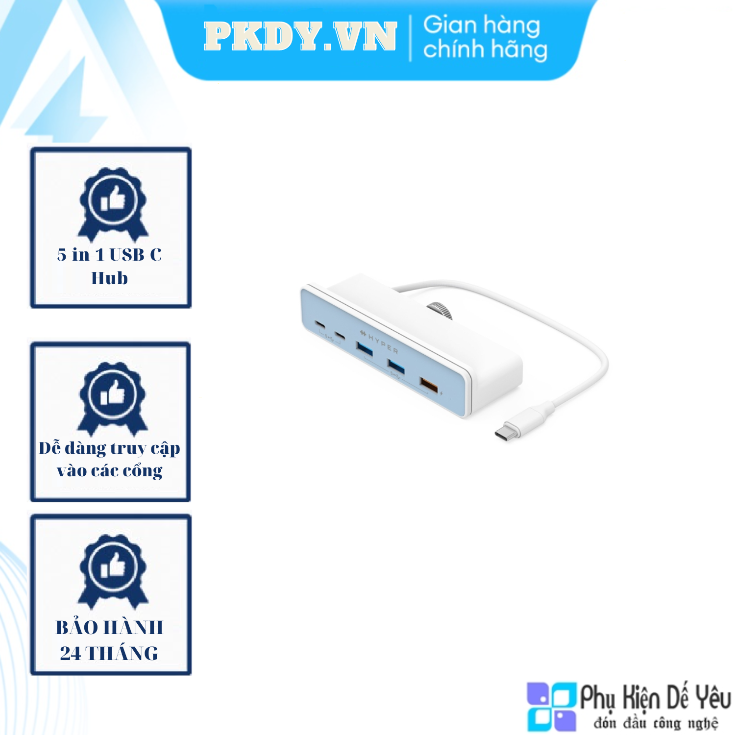 Bộ chuyển đổi hyperdrive 5-in-1 usb-c hub cho imac 24