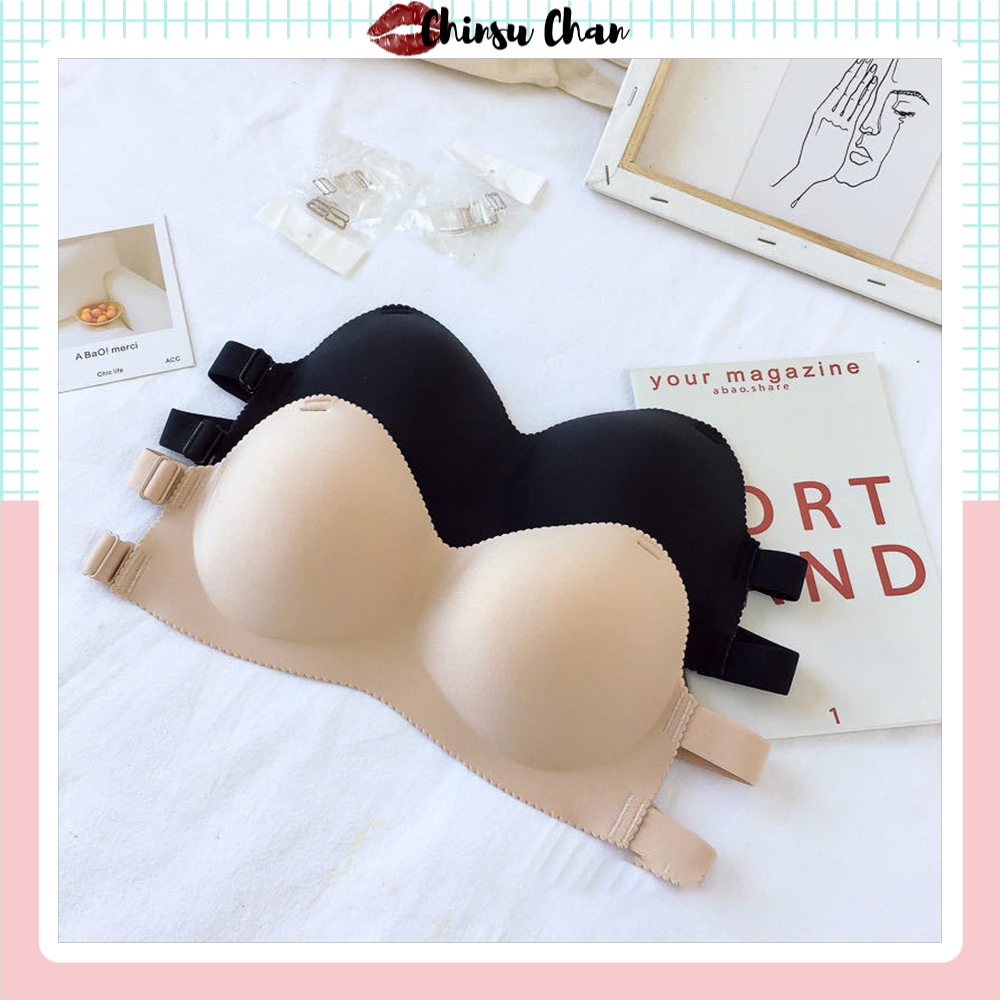 Áo ngực cúp ngang nữ áo bra 2 dây ngang cá tính, đệm bàn tay ôm ngực không gọng - Tặng kèm dây quai trong