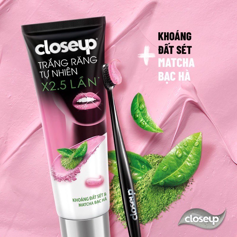 Combo 2 Tuýp Kem đánh răng Closeup Trắng Răng Tự Nhiên Khoáng Đất Sét và Matcha Bạc Hà 230g/ tuýp