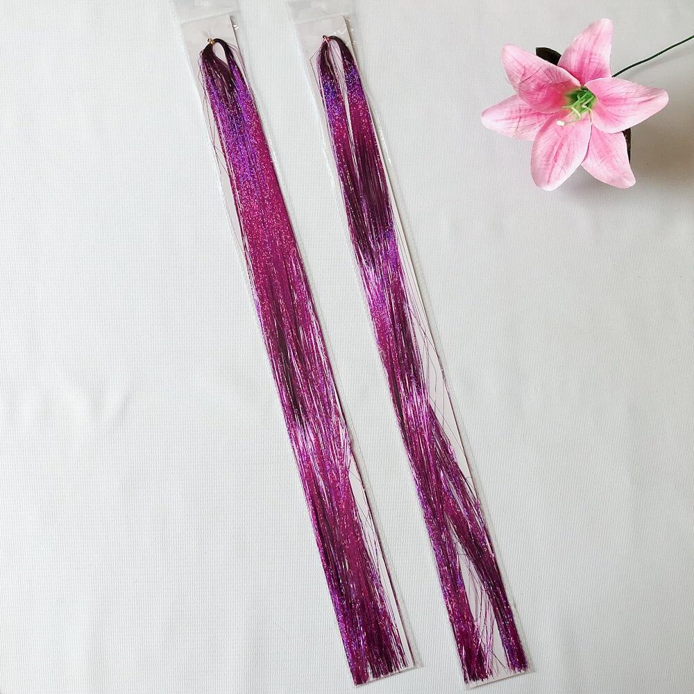 Combo 2 tép line tóc kim tuyến cột màu hồng- mua 5 line tặng 1 line