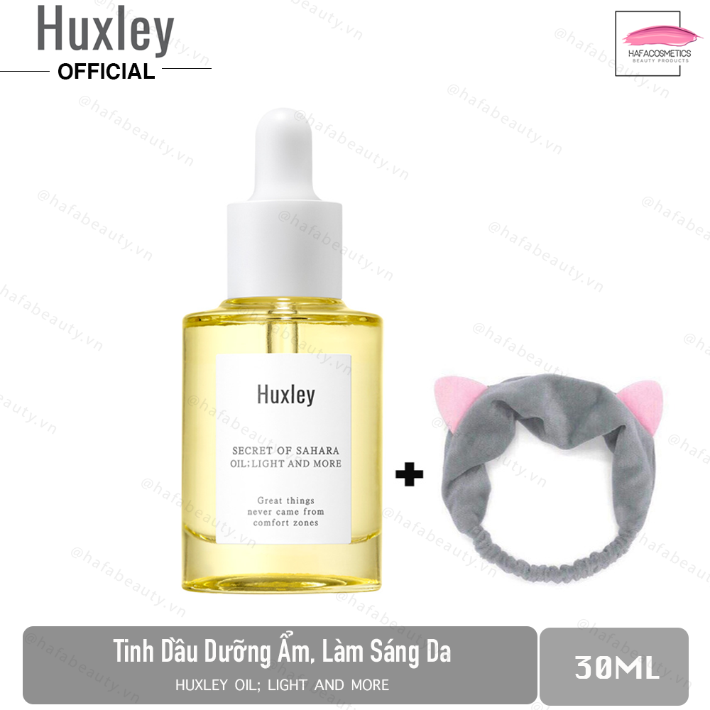 Tinh Dầu Dưỡng Ẩm Làm Sáng Da Chiết Xuất Xương Rồng Huxley Oil Light and More 30ml + Tặng Băng Đô Tai Mèo (Ngẫu Nhiên)