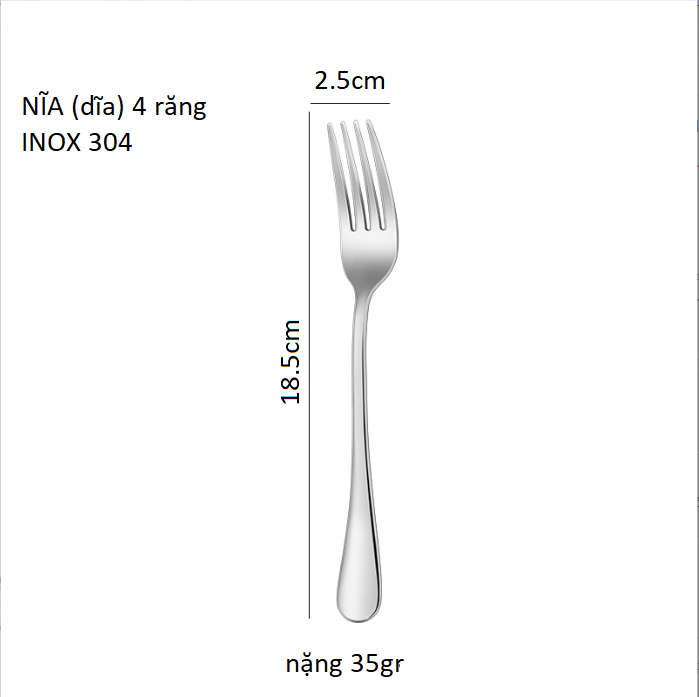 [HCM]1 Cái Nĩa (Dĩa) INOX 304 SIZE 18.5cm Ăn Bít Tết -  Ăn Đồ Nướng - Thép Không Rỉ  304 -  An Trái Cây - Bánh Mứt