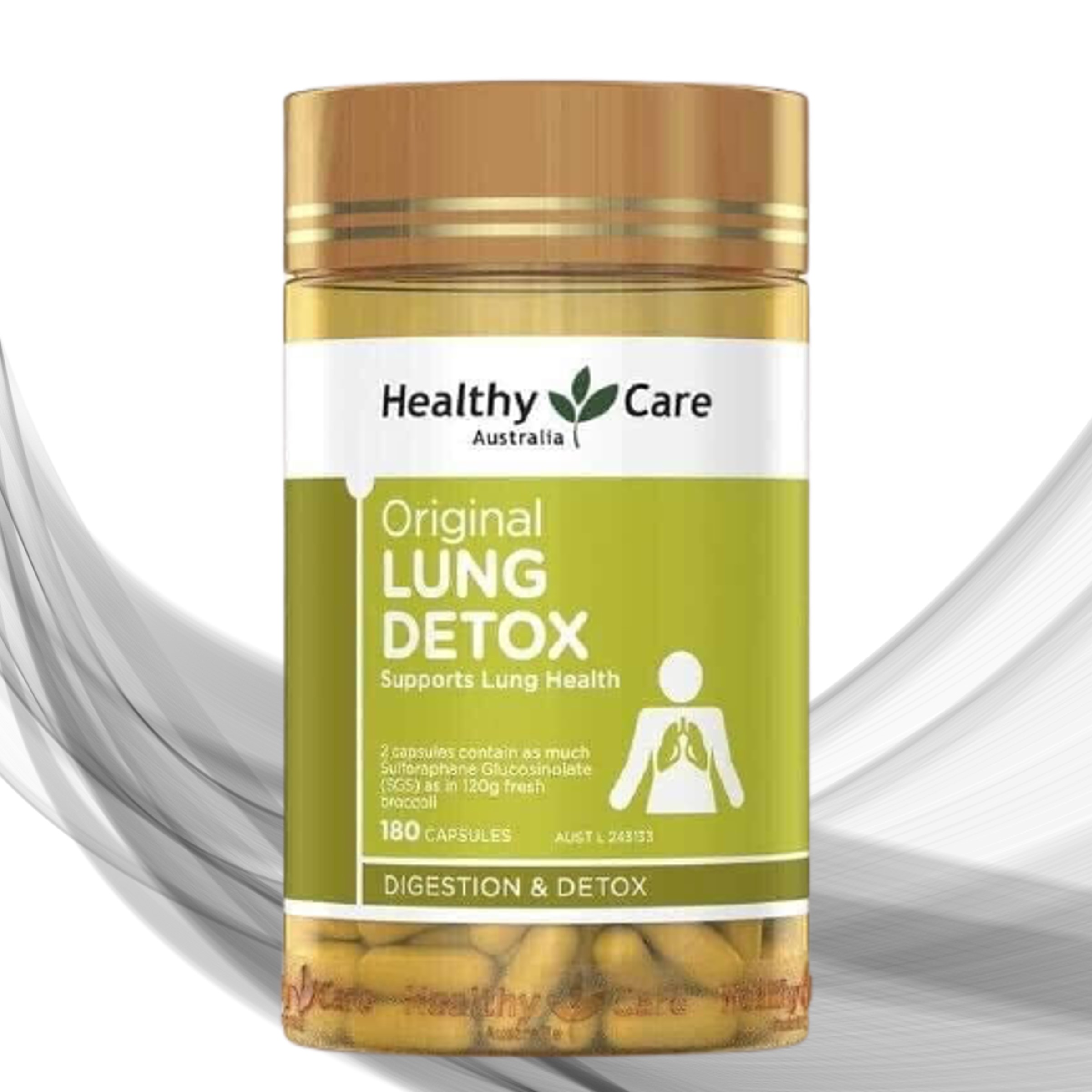 Viên uống thải độc phổi Original LUNG Detox, 180 viên của Healthy Care Úc