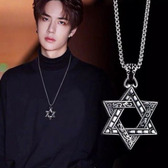 Dây chuyền Titan mặt hình ngôi sao 6 cánh EXO phong cách Hàn Quốc phù hợp cho cả nam và nữ