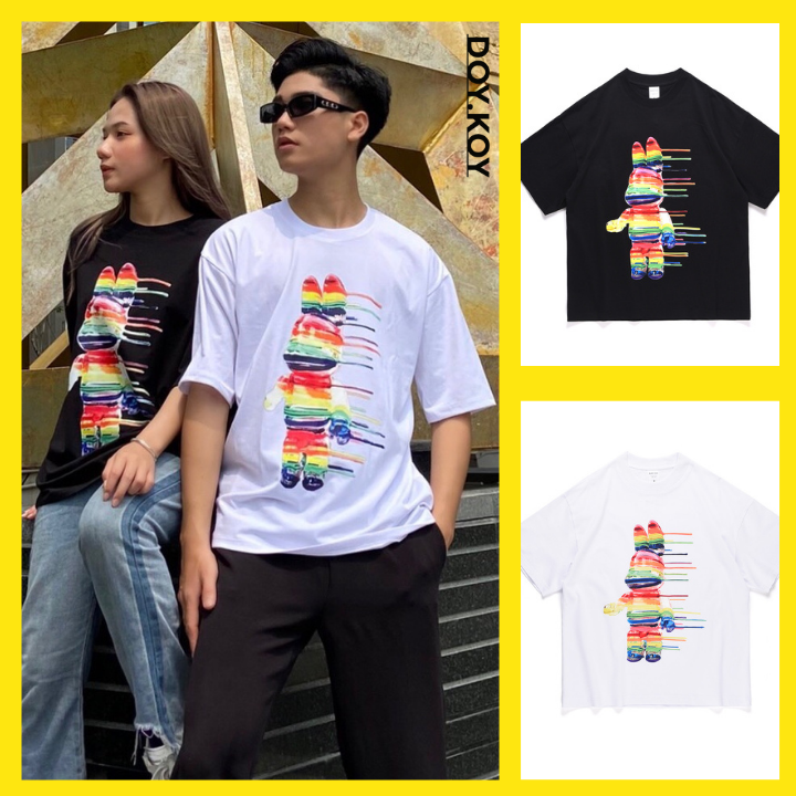 Áo thun unisex nam nữ áo thun form rộng Rabbit 7 màu