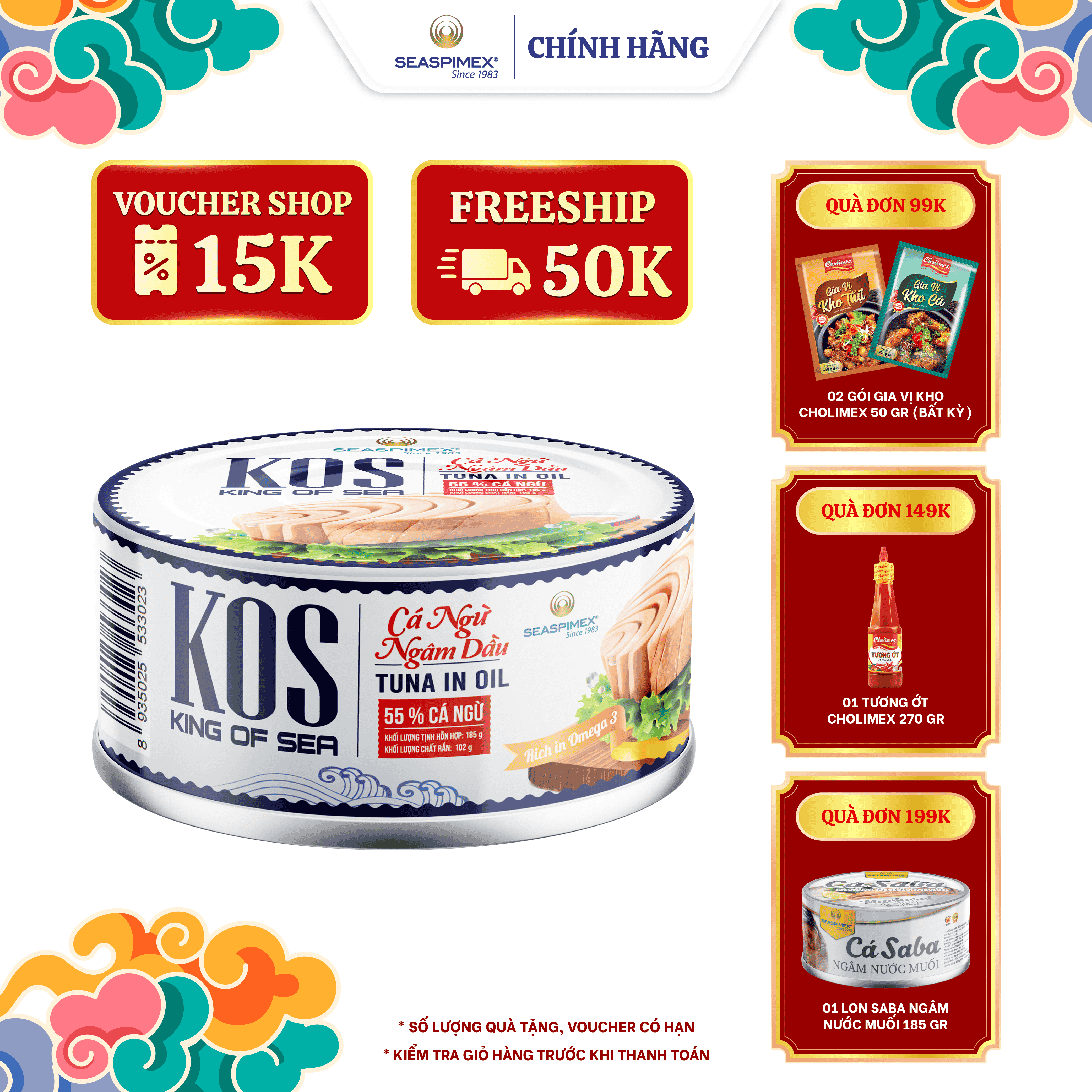 Cá Ngừ Ngâm Dầu SEASPIMEX 185gr