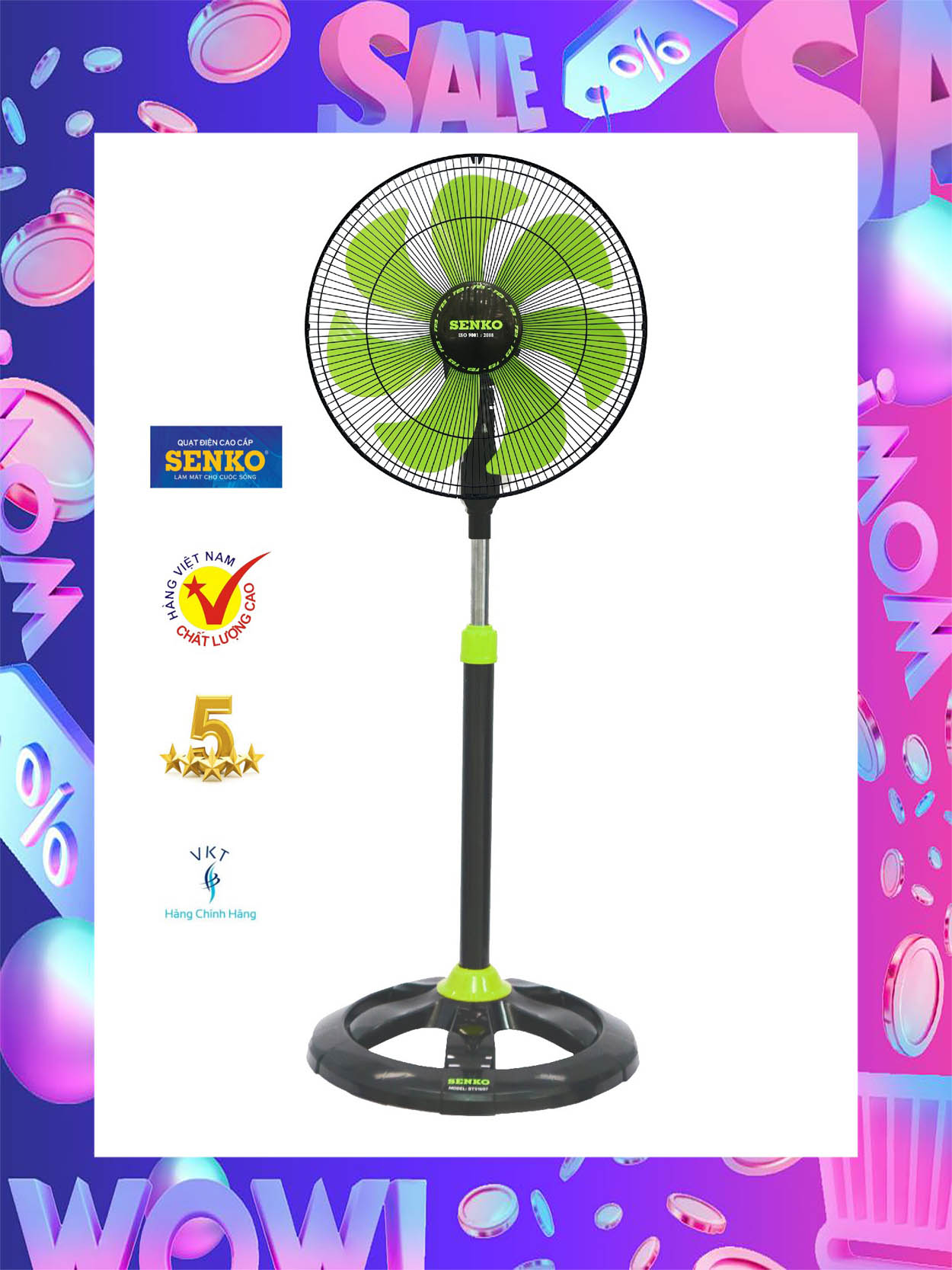 [FREESHIPMAX] Quạt đứng thân sắt F23 Senko DTS1607 7 lá sải cánh 39cm 65W - Hàng Chính Hãng (giao màu ngẫu nhiên)
