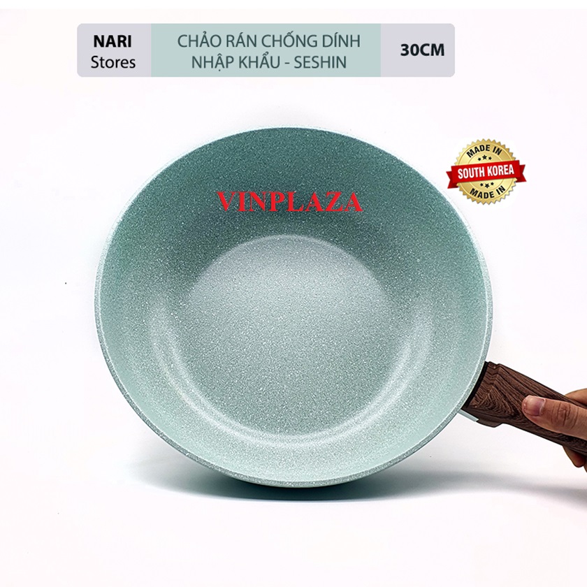 Chảo nhôm sâu lòng chống dính xanh đá Lacena size 30cm - SH22324
