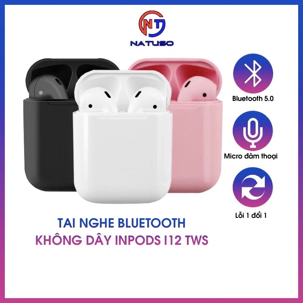Tai Nghe Bluetooth Nhét Tai Inpods I12 Tws 5.0 Không Dây, Nút Cảm Ứng Bluetooth, Nhiều Màu Sắc Thời Thượng
