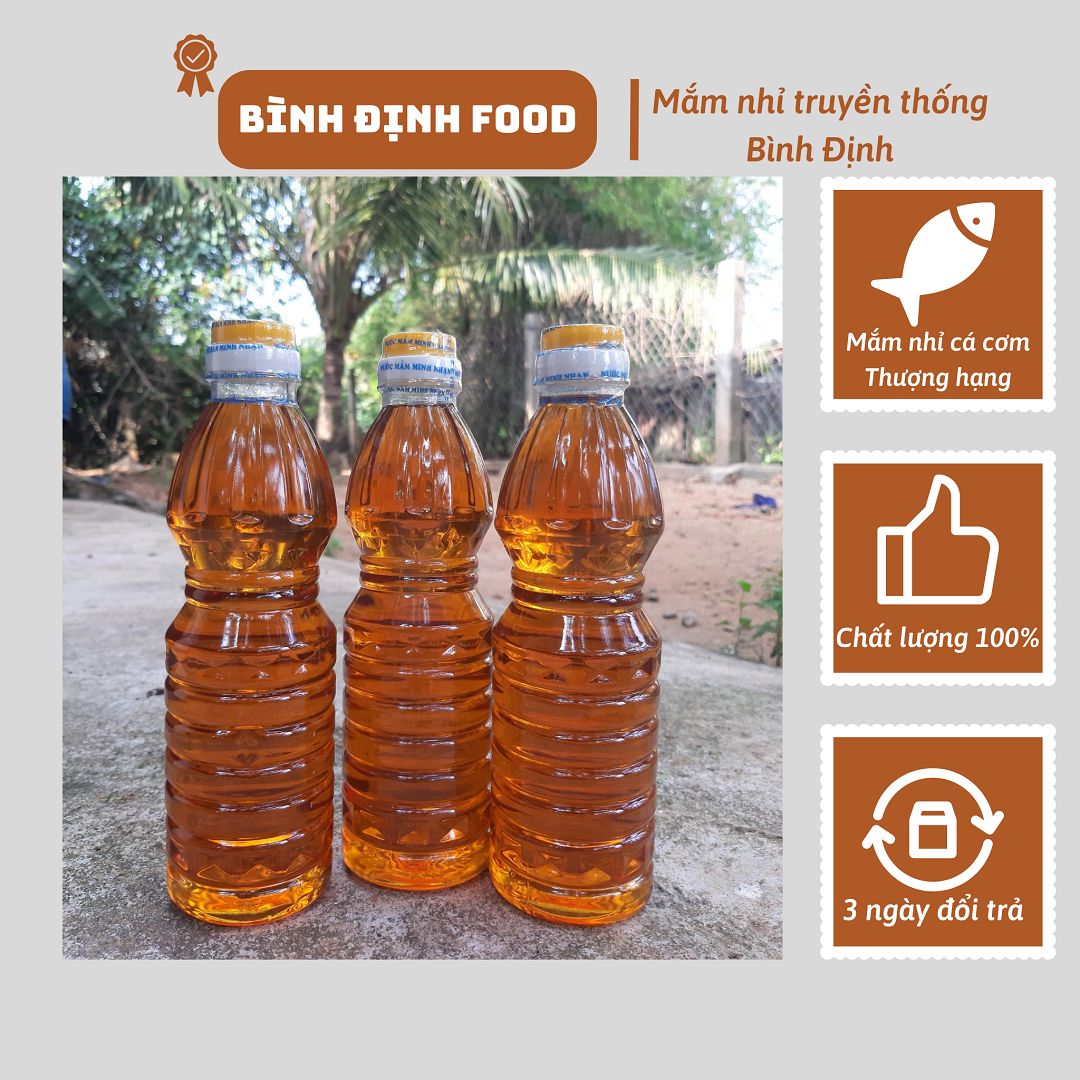 Nước mắm nhỉ nguyên chất cá cơm ngon truyền thống Bình Định Combo 3 chai