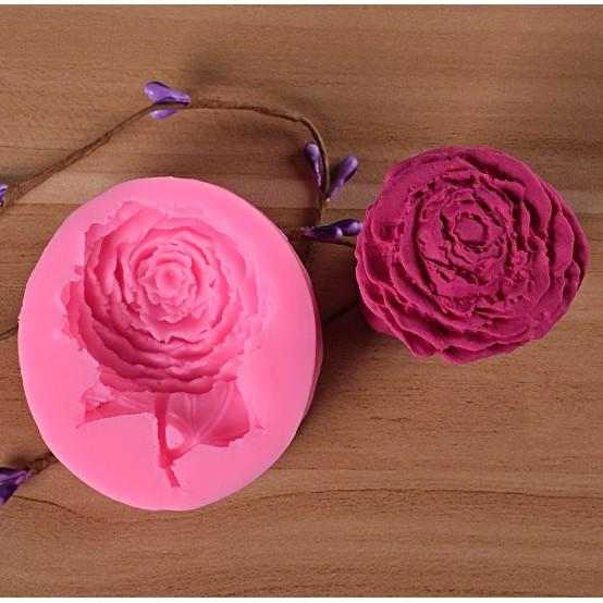 Khuôn silicon làm rau câu 4d hoa hồng có lá cành