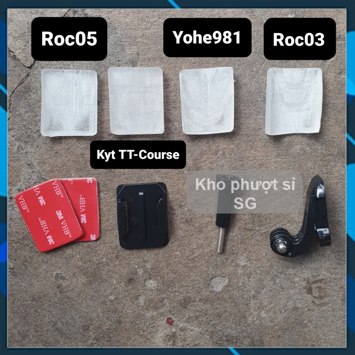 Bộ Mount gắn camera hành trình Gopro lên cằm nhọn mũ bảo hiểm Fullface Yohe981 - Roc03 - Roc05 - Kyt TT Course gắn camera quay vlog