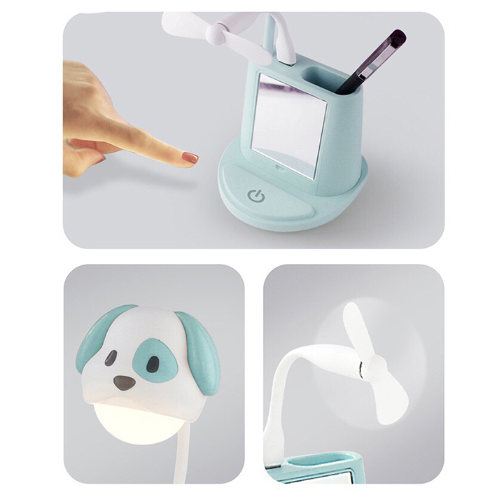 Đèn học, đèn đọc sách cho bé, ánh sáng LED chống cân thị, đèn có quạt, tích điện, tiết kiệm diện tích