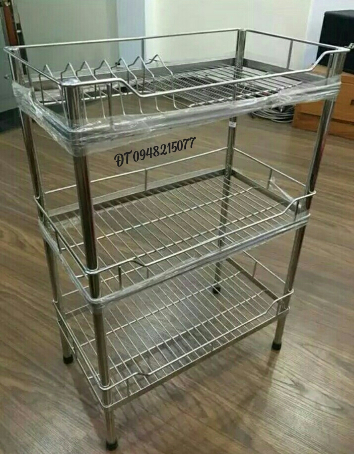 Kệ chén 3 tầng inox đặc 304