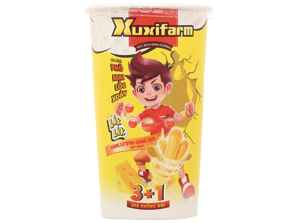 Xúc xích LắkLắk phô mai lốc xoáy Xuxifarm ly 64g
