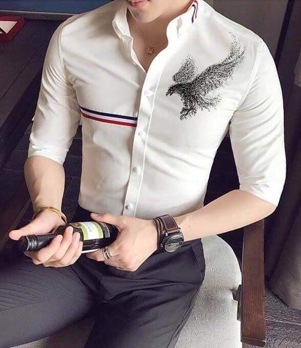 Áo sơ mi nam cao cấp hàng vải tốt chất lượng tốt.phối chim ưng trên phực nhìn men lì bảnh bao D4444