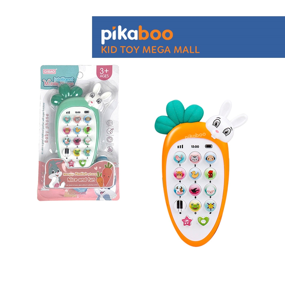 Điện thoại đồ chơi cho bé củ cà rốt Pikaboo có đèn và nhạc chất liệu nhựa