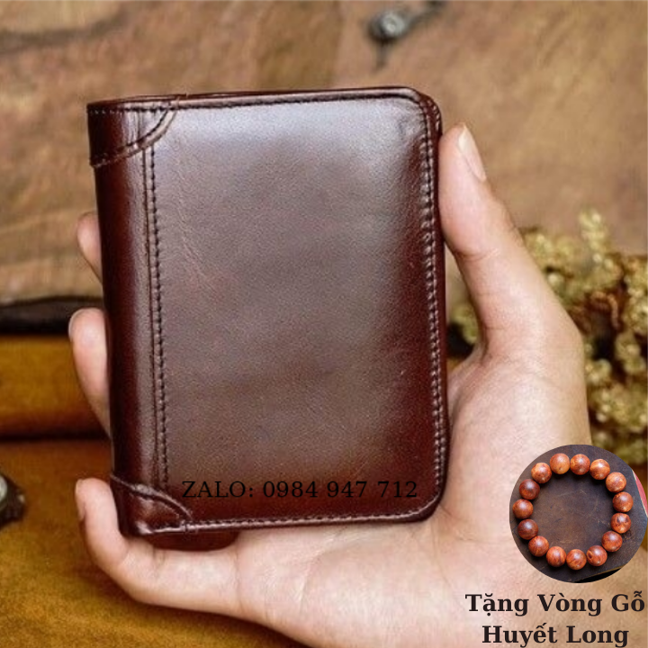 [Da Bò Thật 100%]Ví Da Nam, Ví Nam Dáng Đứng( Bảo Hành 12 Tháng)