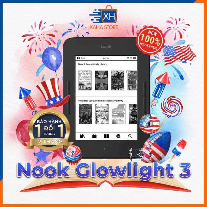 [Hoàn Tiền MAX] [Trả góp 0%]Máy đọc sách Nook Glowlight 3 - New 100% nguyên seal - Chính hãng Barnes & Noble - tặng túi chống sốc vải nỉ