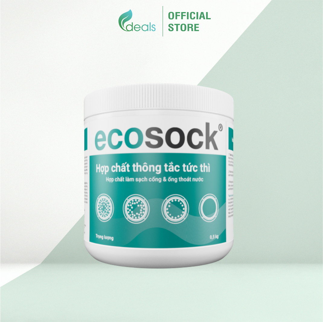 ECOSOCK 500g - Thông Tắc TỨC THỜI, Phân Hủy Tóc, Dầu Mỡ, Thức Ăn Thừa, Chất Thải Hữu Cơ Và Cặn Bã AN TOÀN, KHÔNG GÂY CHÁY NỔ
