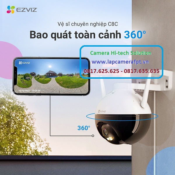 [HCM]Camera Wifi Ezviz C8C 1080P FHD Camera ngoài trời có khả năng xoay Tích hợp AI