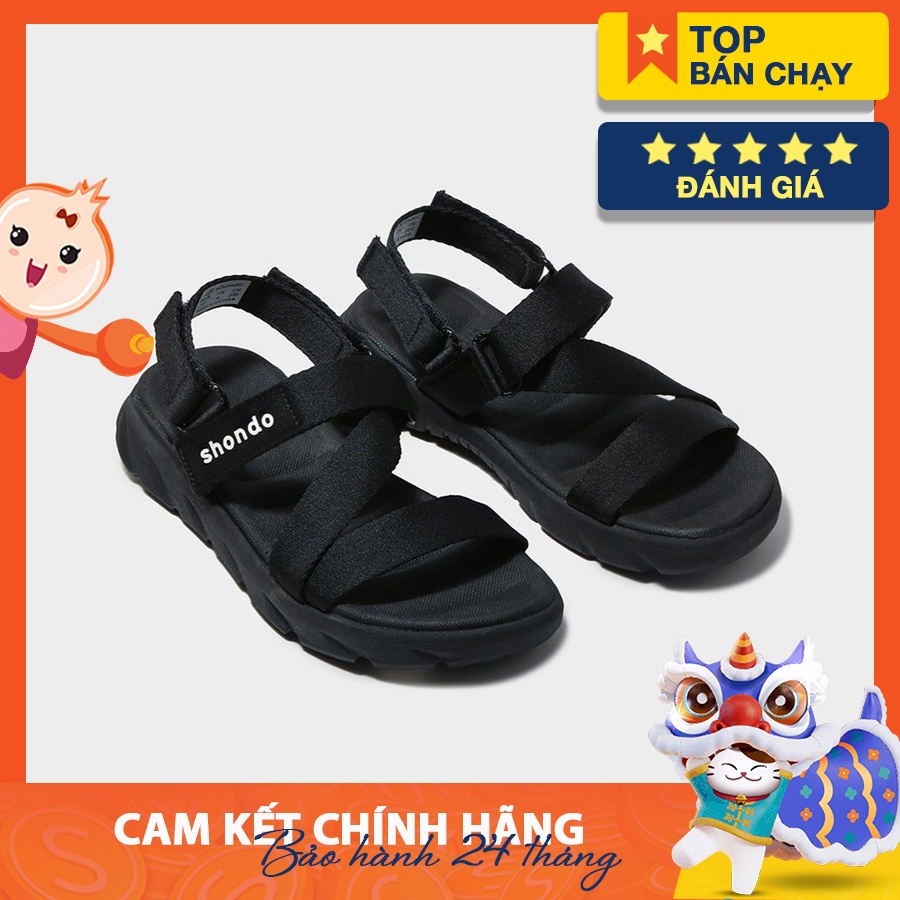 ۞♯Giày Sandal SHONDO F6 Sport Màu Đen F6S301-02 dép quai hậu nữ nam học sinh đi học SHAT828