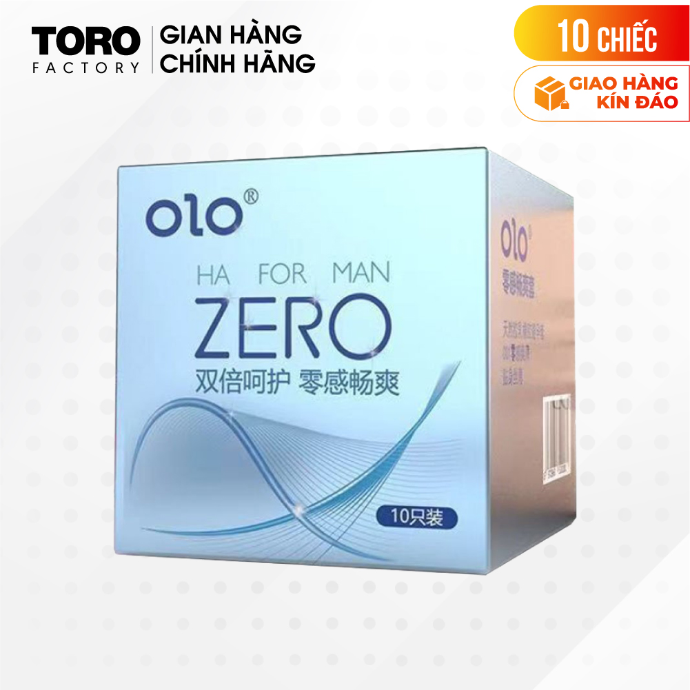 Bao cao su olo 0.01 zero ha for man siêu mỏng, nhiều gel bôi trơn - hộp 10 cái | toro factory