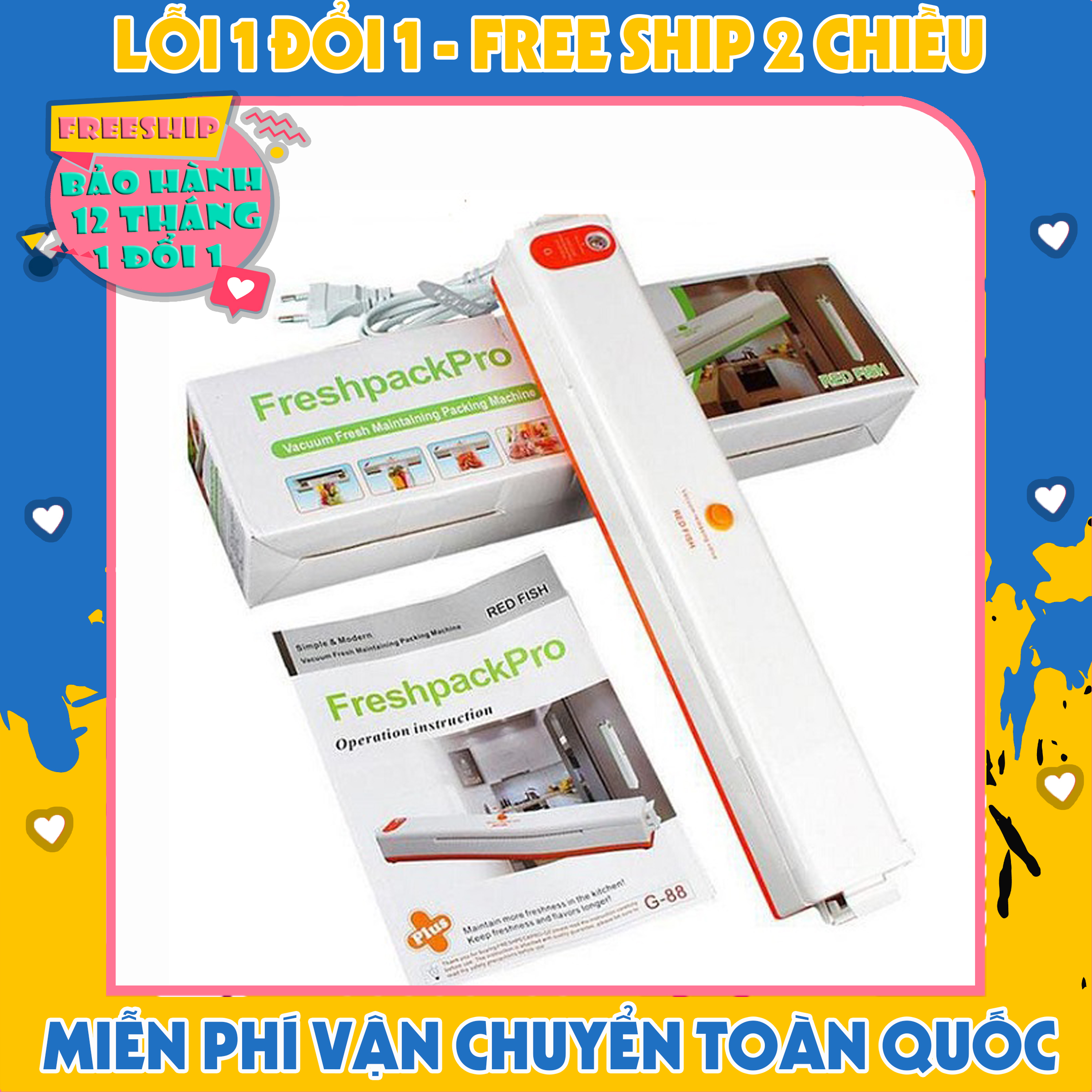 Máy hút chân không Fresh Pack Pro, máy hút chân không kiêm hàn miệng túi thực phẩm cao cấp - Máy Hút Chân Không Thực Phẩm