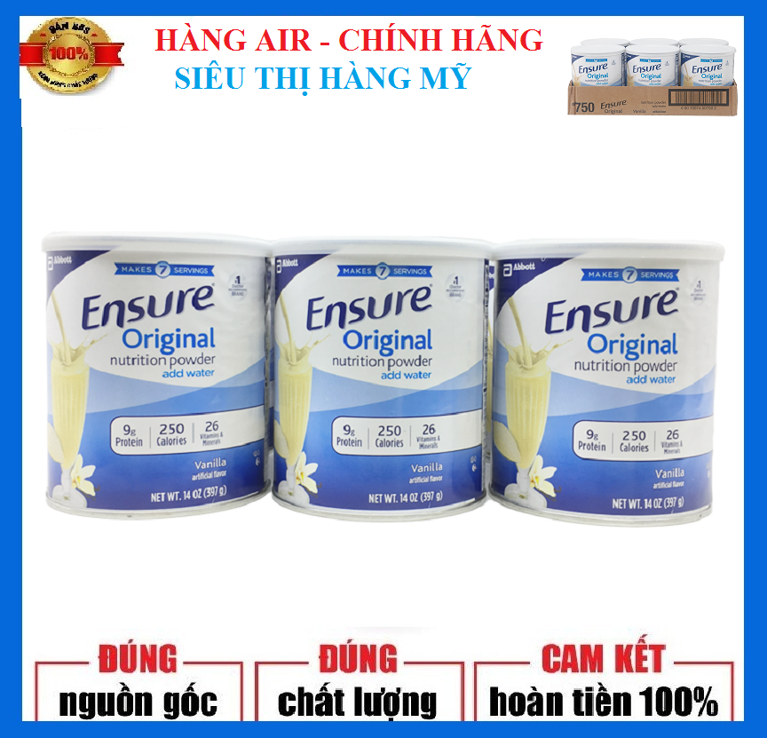 [HÀNG AIR, COMBO 3 HỘP] SỮA BỘT ENSURE ORIGINAL NUTRITION POWER 397g MỸ - TĂNG CƯỜNG SỨC KHỎE CHO NGƯỜI LỚN